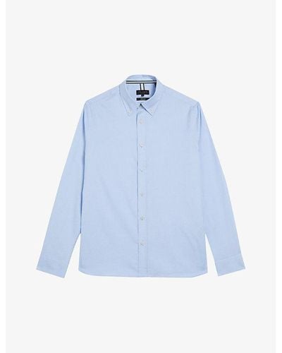 Ted Baker Allardo Long-sleeve Regular-fit Cotton Shirt - Blue