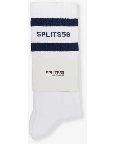 Splits59 Logo-print Stretch-organic-cotton Blend Socks - Blue