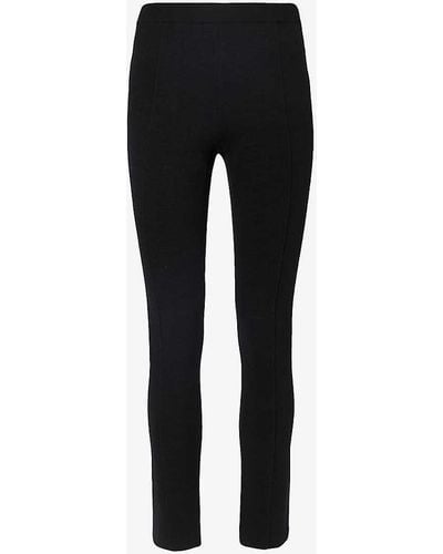 Barrie Slim-leg Mid-rise Wool And Cashmere-blend Knitted leggings - Black