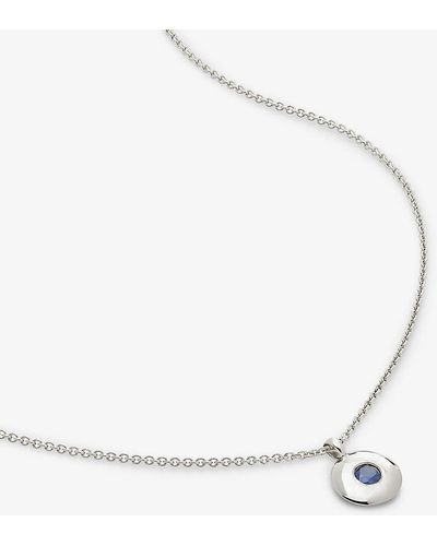 Monica Vinader September Necklace Blue Sapphire - White