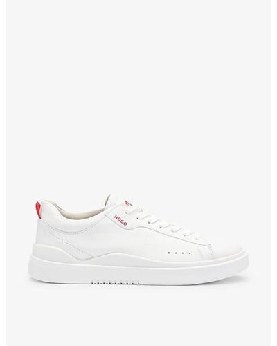 HUGO Logo-print Leather Low-top Trainers - White