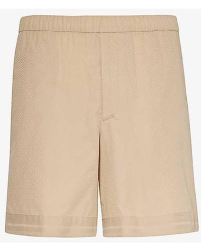 Givenchy Monogram-print Elasticated-waistband Cotton Shorts - Natural