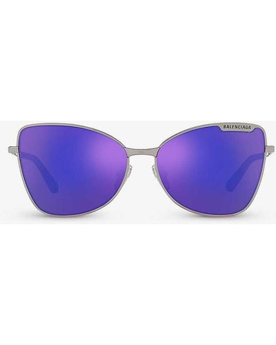 Balenciaga Bb0278s Butterfly-frame Metal Sunglasses - Purple