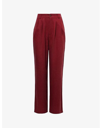 Reformation Mason Wide-leg High-rise Woven Pants - Red