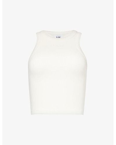 Lounge Underwear Essential Logo-embroidered Stretch-cotton Top - White