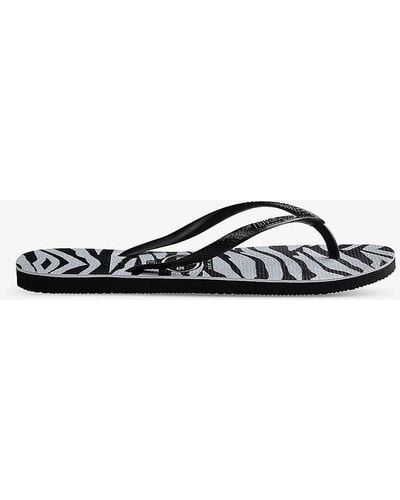 Havaianas Slim Zebra-print Rubber Flip-flops - Black