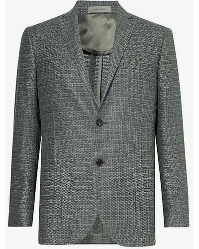 Corneliani Notch-lapel Regular-fit Single-breasted Silk And Wool-blend Blazer - Grey