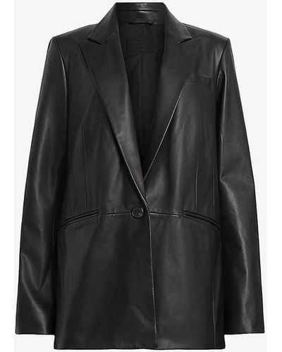 AllSaints Deri Regular-fit Single-breasted Leather Blazer - Black