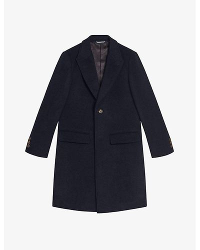 Ted Baker Wilding Single-breasted Wool-blend Coat - Blue