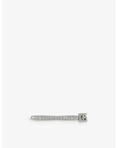 Gucci Crystal-embellished Metal Hair Clip - White