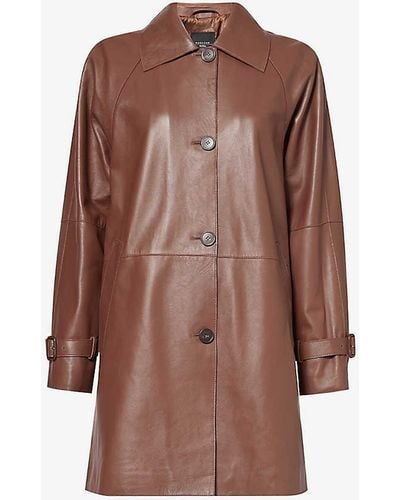 Weekend by Maxmara Nevada Collared Leather Coat - Brown