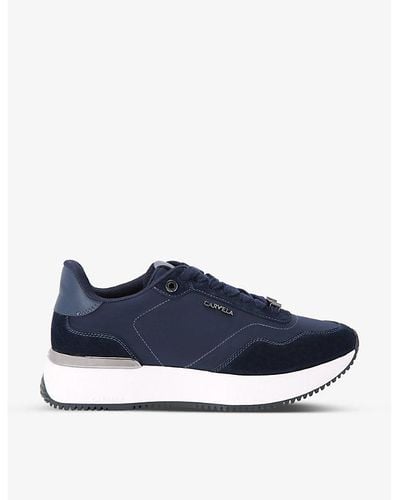 Carvela Kurt Geiger Flare Branded-hardware Suede Low-top Sneakers - Blue