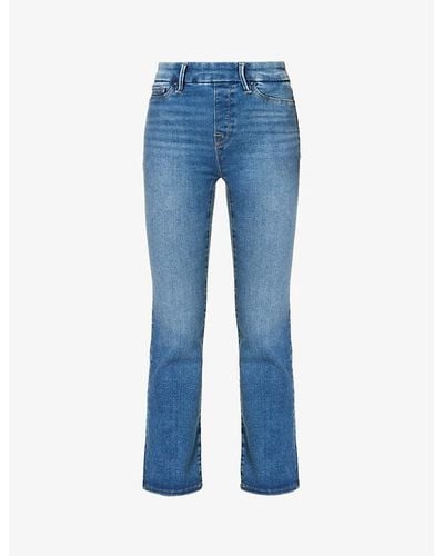 GOOD AMERICAN Pull On Straight Faded-wash Straight High-rise Stretch-denim Jean - Blue