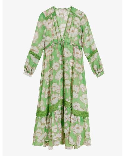 Ted Baker Elisiia Floral-print Woven Maxi Dress X - Green