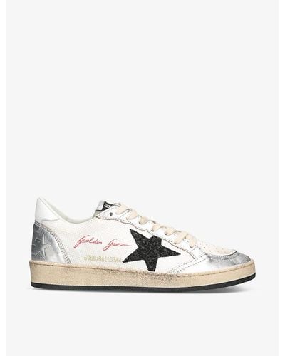 Golden Goose Ballstar 11875 Glitter-embellished Leather Low-top Sneakers - White