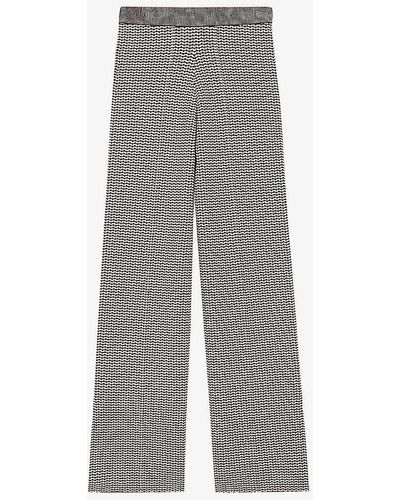 Claudie Pierlot Minusa Two-tone Wide-leg Jacquard Knitted Trousers - Grey