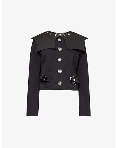 Chopova Lowena Invert Sailor-collar Cotton Jacket - Black