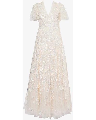 Needle & Thread Sequin Paradise Sequin-embellished Recycled-polyester Maxi Dress - White