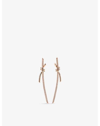 Tiffany & Co. Knot 18ct Rose-gold And 0.31ct Round-cut Diamond Drop Earrings - Metallic