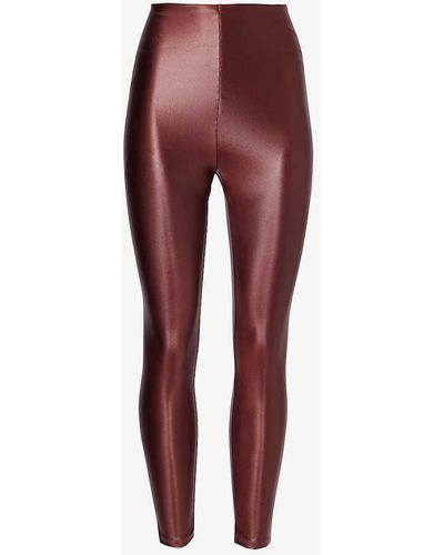 Commando High-waisted Faux-leather Stretch-woven leggings - Red
