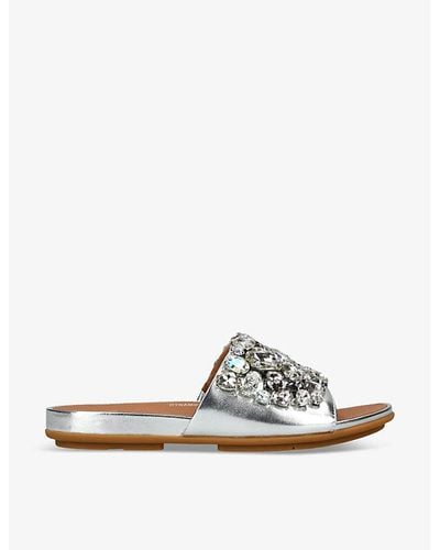 Fitflop Gracie Jewel-embellished Leather Sandals - White