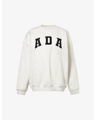 ADANOLA Logo-embroidered Oversized Organic-cotton Sweatshirt - White