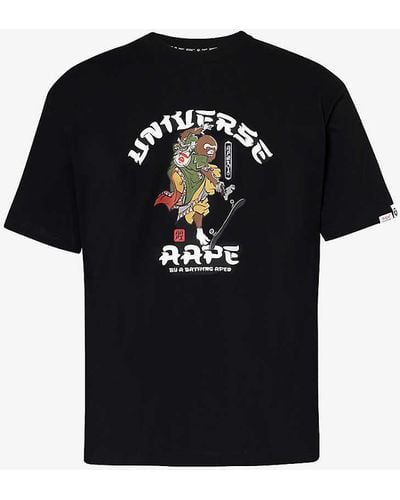 Aape Japan Graphic-print Cotton-jersey T-shirt - Black