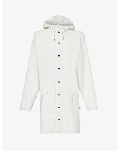 Rains Drawstring-hood Side-pocket Shell Coat - White