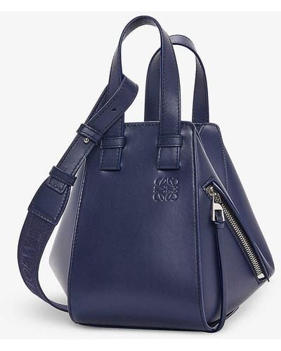 Loewe Hammock Compact Leather Top-handle Bag - Blue