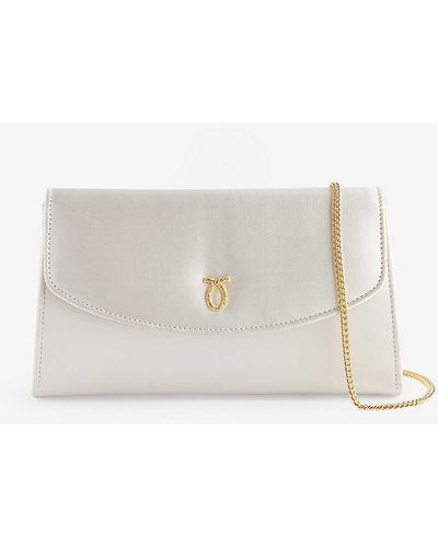 Launer Tosca Detachable-strap Satin Clutch Bag - White