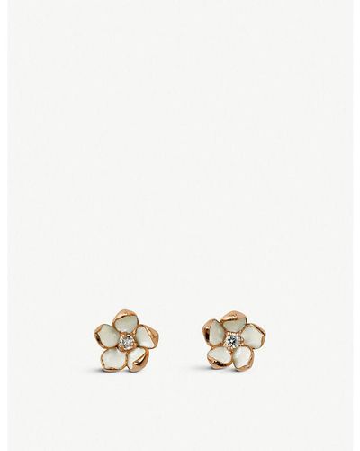 Shaun Leane Cherry Blossom Rose Gold-plated Vermeil Silver And Diamond Stud Earrings - Metallic