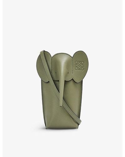 Loewe Elephant Leather Cross-body Bag - Green