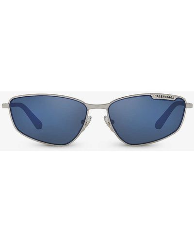 Balenciaga Bb0277s Irregular-frame Metal Sunglasses - Blue