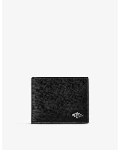 Cartier Losange Logo-plaque Grained Leather And Palladium Wallet - Black