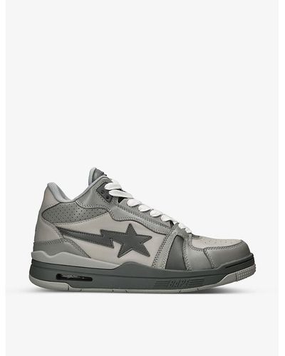 A Bathing Ape Bape Sta M1 Leather Mid-top Sneakers - Gray