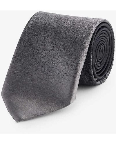 Ferragamo Tokyo Jacquard-pattern Wide-blade Silk Tie - Grey