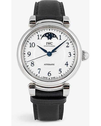 IWC Schaffhausen Iw459306 Da Vinci Automatic Moon Phase Stainless-steel And Leather Watch - White