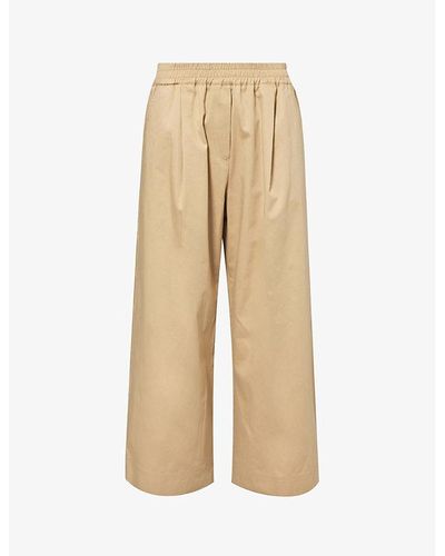 Weekend by Maxmara Placido Wide-leg Mid-rise Cotton Trousers - Natural