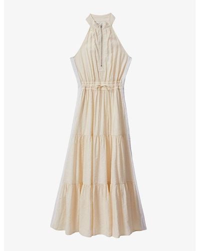 Reiss Taylor Drawstring-waist Woven Maxi Dress - Natural
