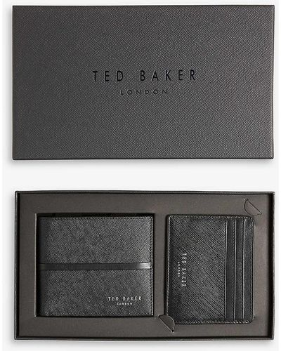 Ted Baker Saunder Logo-embossed Leather Wallet And Cardholder Set - Black