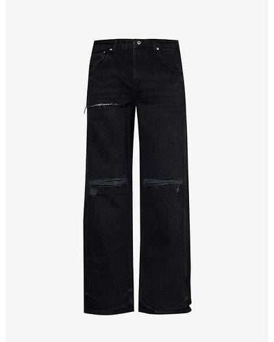 Represent R3 Distressed Wide-leg Jeans - Black