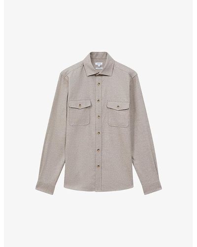 Reiss Chaser Twin-pocket Brushed Stretch-woven Overshirt - Grey