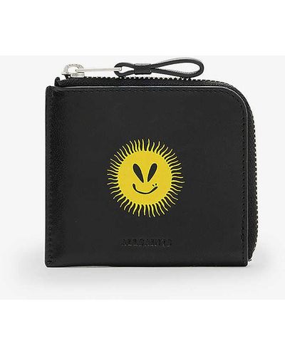 AllSaints Artis Sun-print Zip-around Leather Wallet - Black