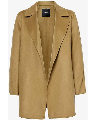 Theory Clairene Boxy-fit Wool And Cashmere-blend Jacket - Natural