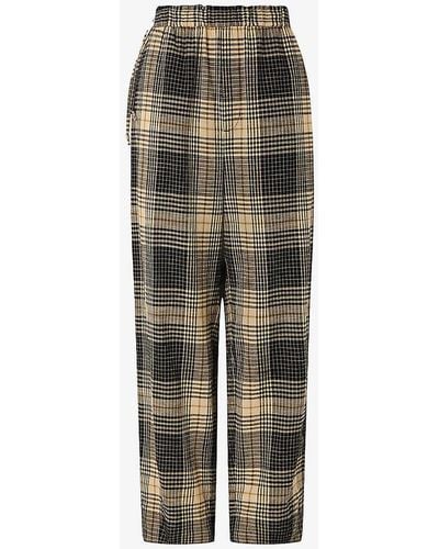 Soeur Andreas High-rise Checked Cotton Trousers - Green