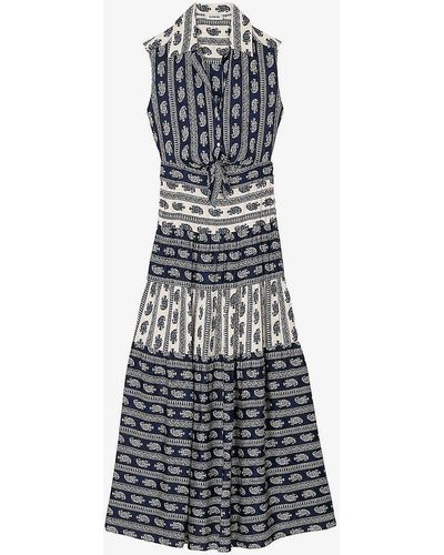 Sandro Paisley-print Cut-out Woven Maxi Dress - Multicolour