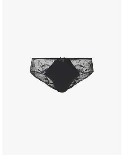 Chantelle Orchids Branded-charm Stretch-woven Briefs - Black