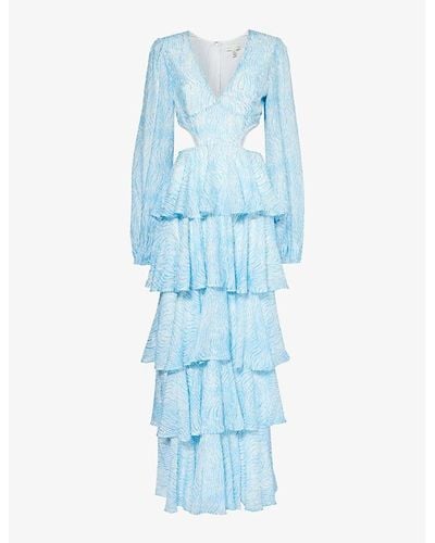 Pretty Lavish Ashton Abstract-print Chiffon Maxi Dress - Blue