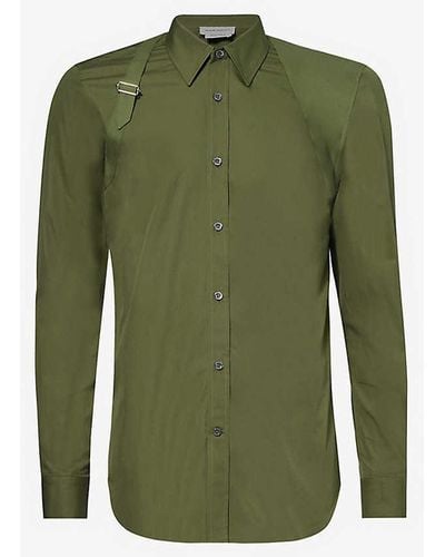 Alexander McQueen Harness Slim-fit Stretch-cotton Shirt - Green