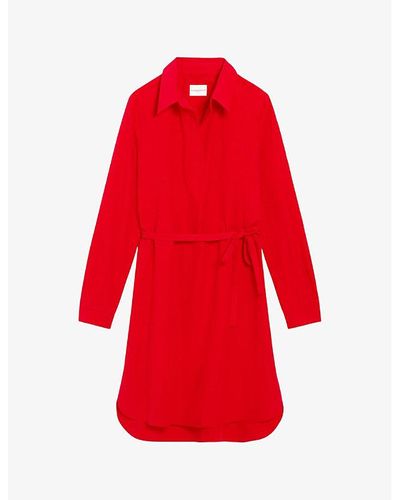 Claudie Pierlot V-neck Cotton Mini Dress - Red